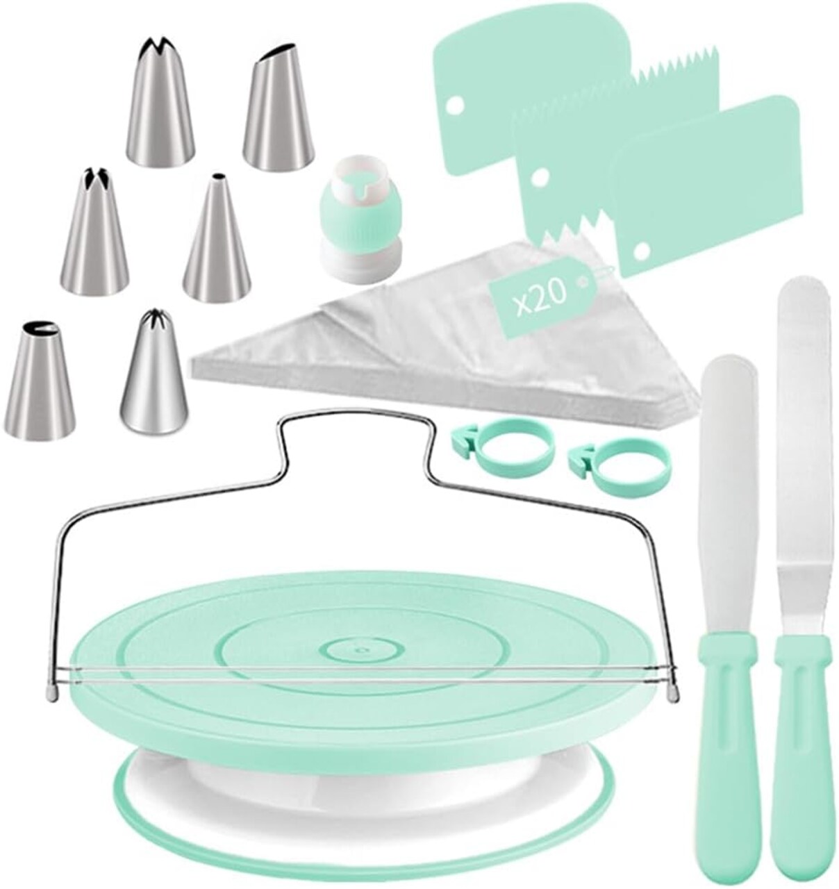 36 PCS Cake Decorating Supplies Kit 11 inch Cake Stand Turntable